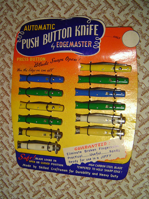 Edgemaster 1940s Automatic Knife Display Card REPRODUCTION