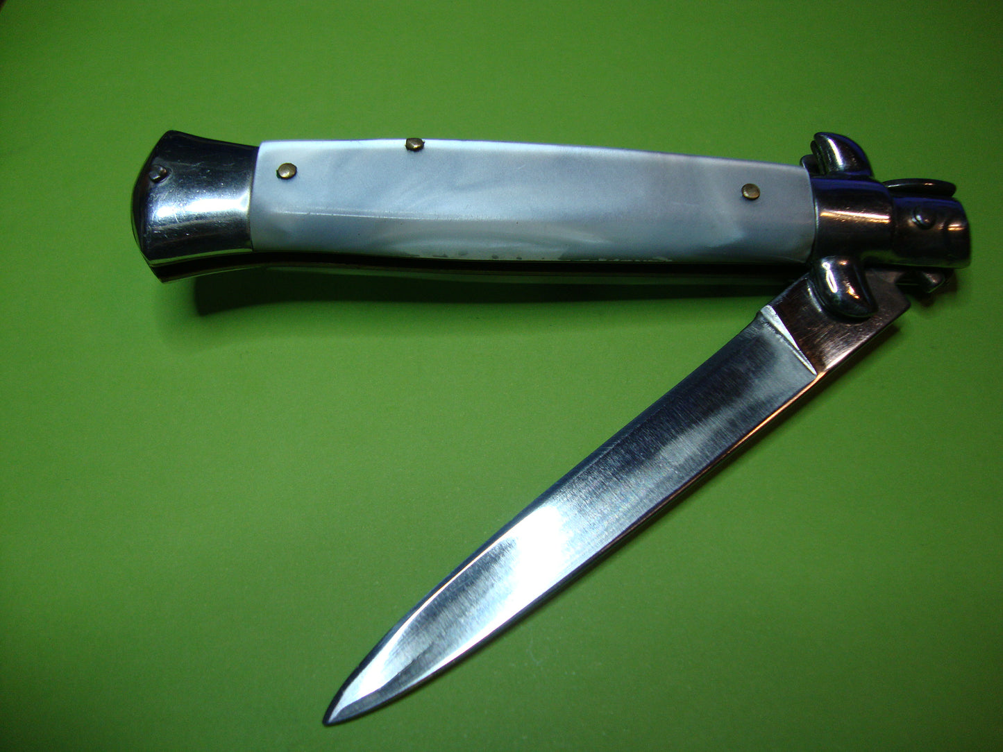 VIRGINIA INOX 20cm Italian stiletto Pearlex swivel bolster automatic knife