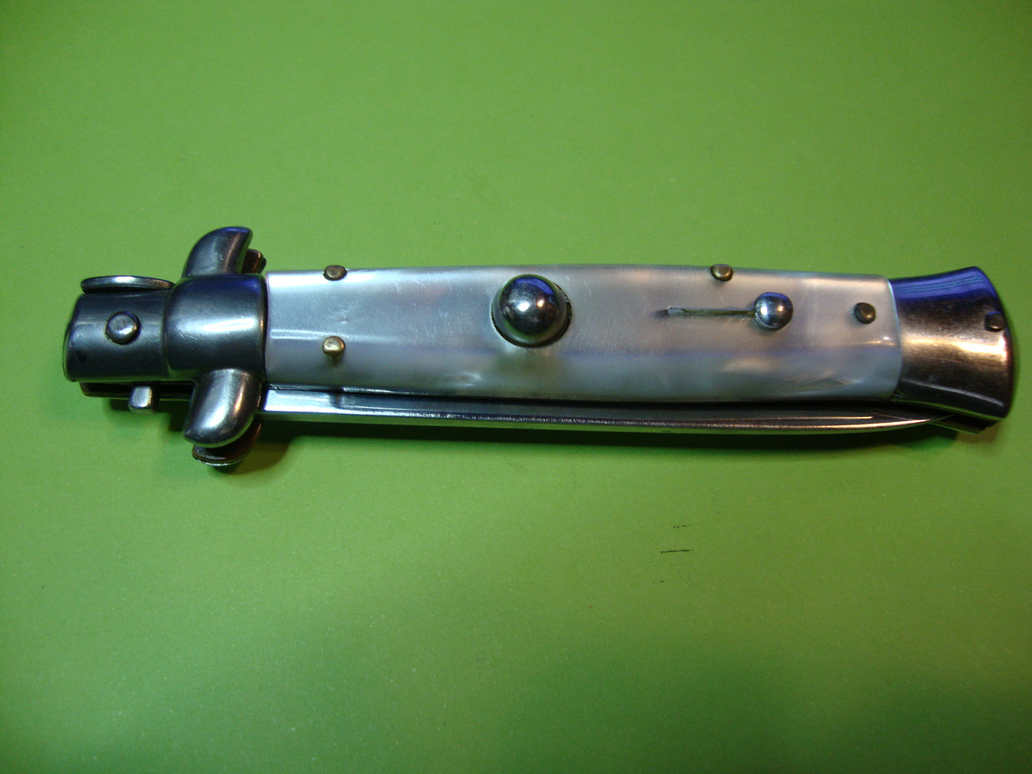 VIRGINIA INOX 20cm Italian stiletto Pearlex swivel bolster automatic knife