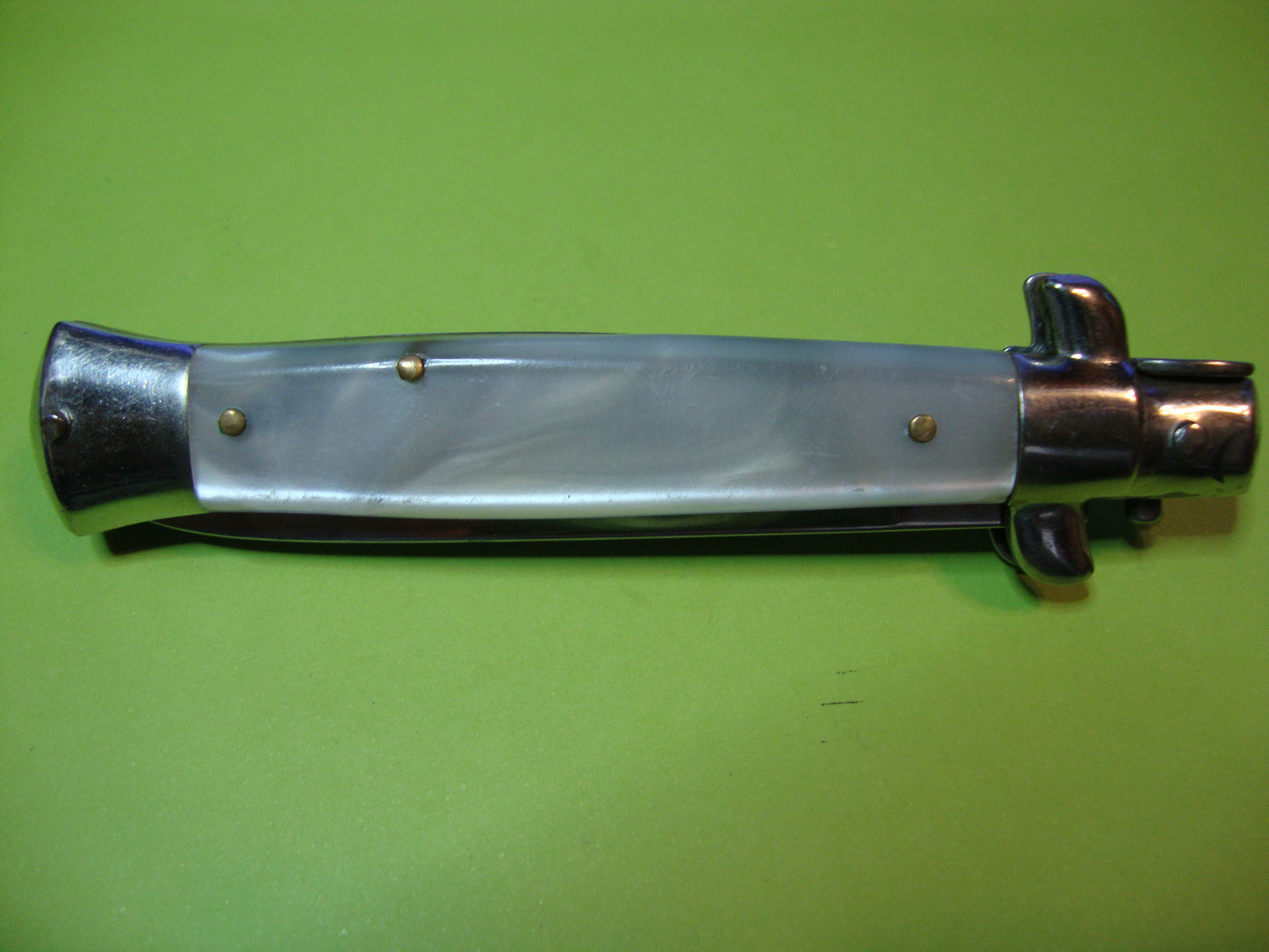 VIRGINIA INOX 20cm Italian stiletto Pearlex swivel bolster automatic knife