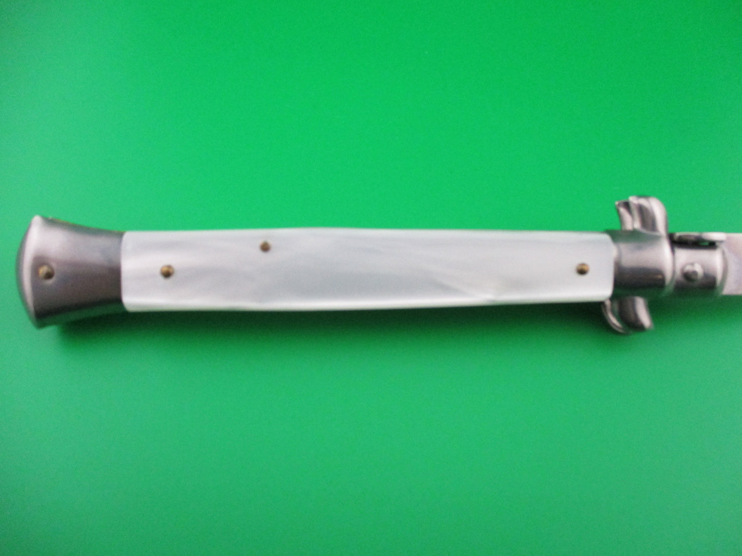 FRANK B ITALY 28cm Italian Stiletto KRIS blade swivel bolster Pearlex automatic knife