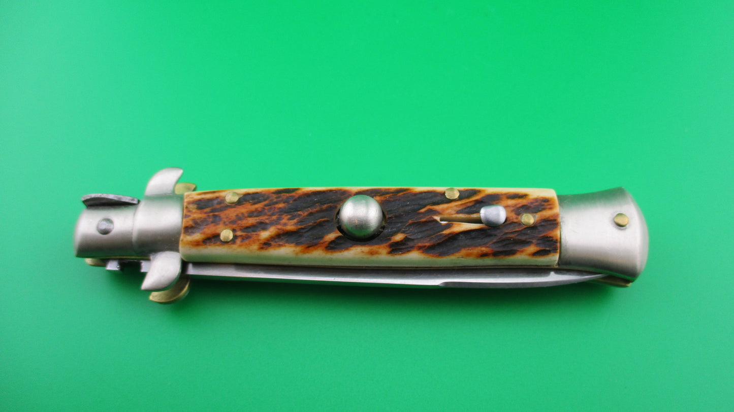 WANDY INOX 20cm Italian transitional Stiletto Jigged bone swivel bolster switchblade