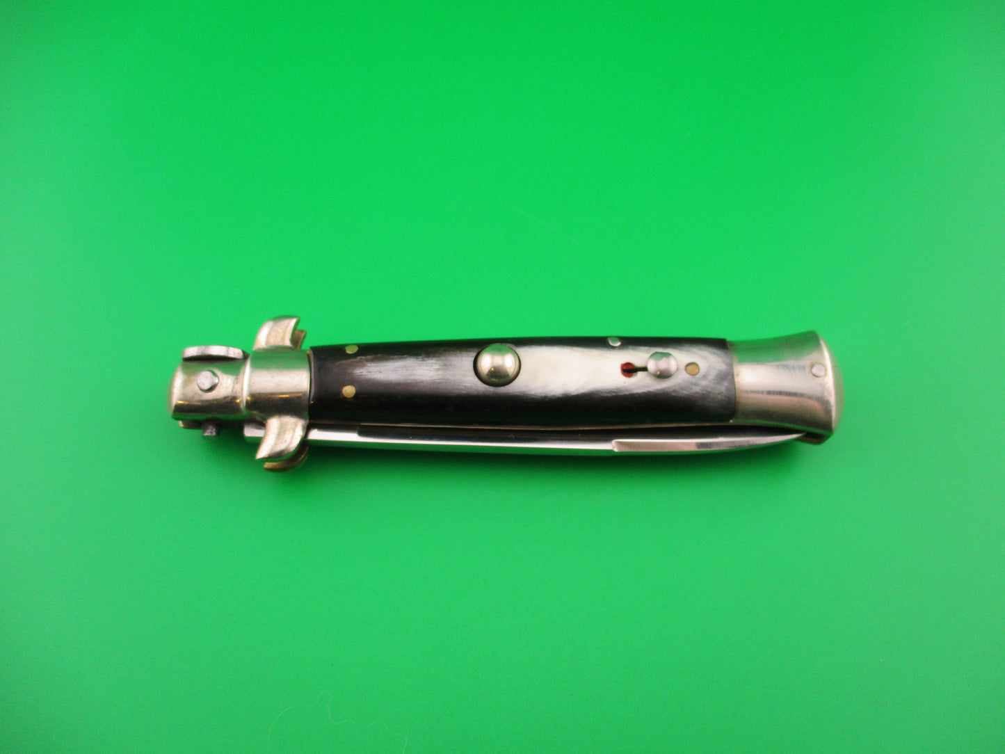 C. Jul Herbertz 21cm Italian Transitional Stiletto Horn Vintage 1960s NOS automatic knife