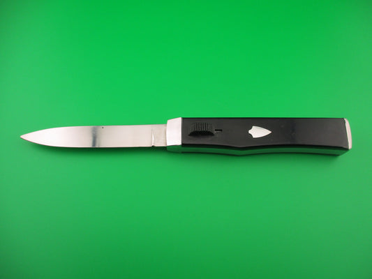 Spanish 22cm OTF Black Vintage silver shield aluminum frame DA knife NOS