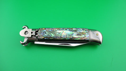 z G.O.M. INOX D.M. 20cm Italian Abalone Lever Shell puller automatic knife