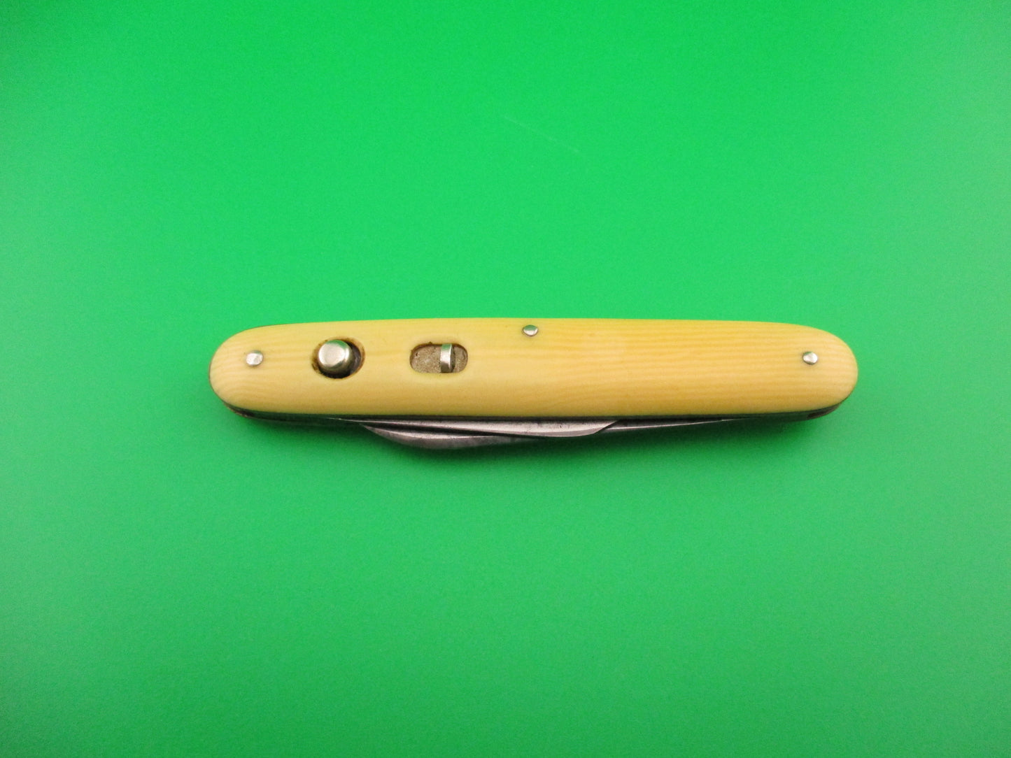 SCHRADE CUT CO medium double Ivory celluloid Fitchburg Mutual vintage switchblade knife