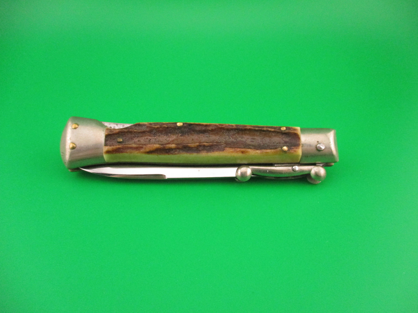 MADE IN ITALY INOX 18cm Italian Swing Guard Stag vintage switchblade knife