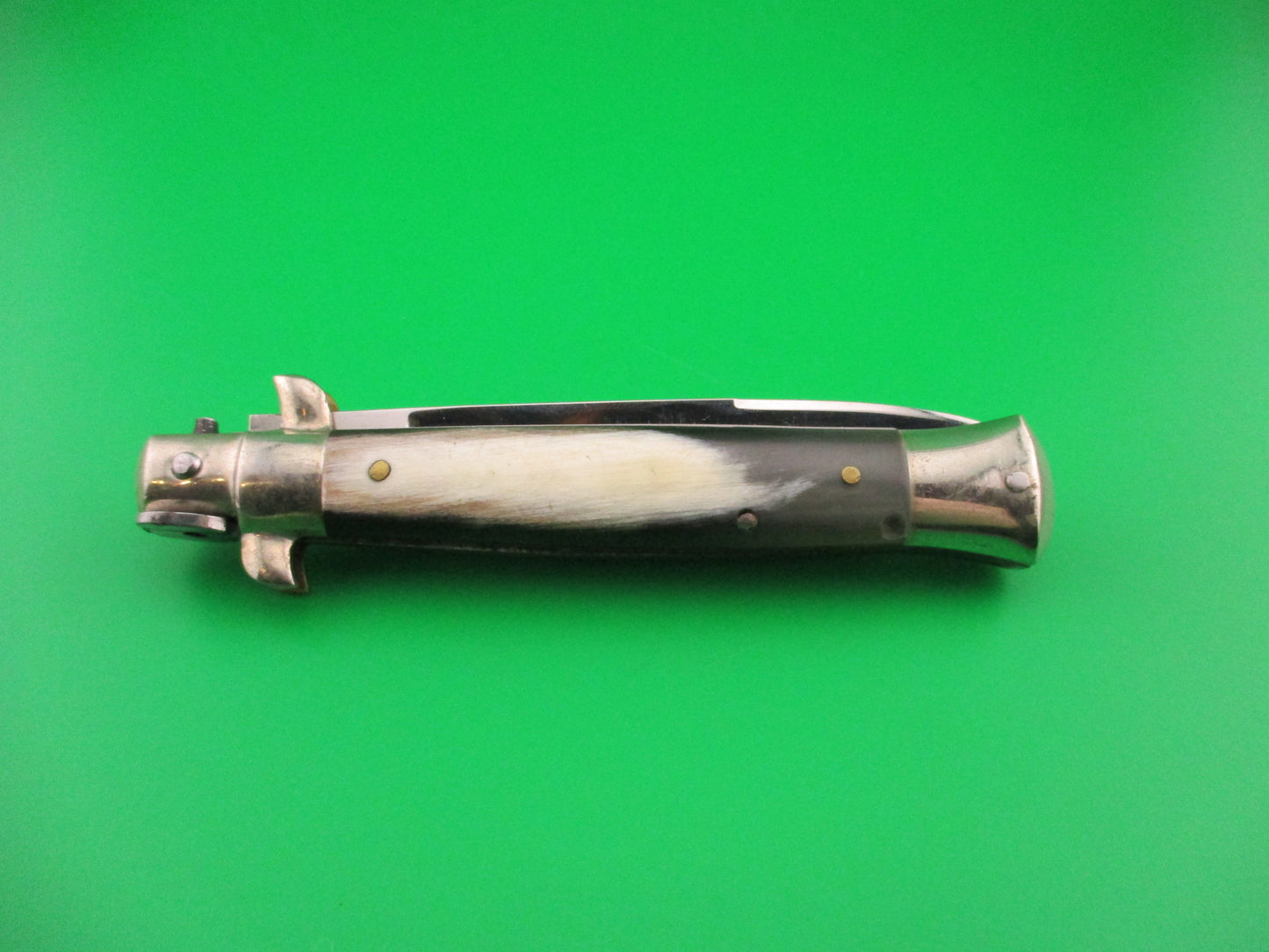 C. Jul Herbertz 21cm Italian Transitional Stiletto Horn Vintage 1960s NOS automatic knife