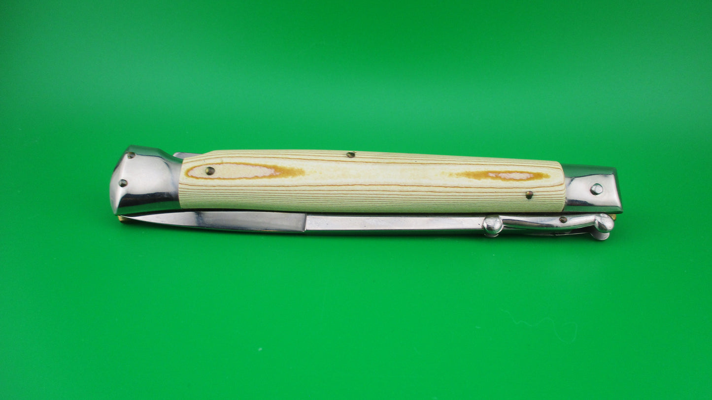 z 440 B STAINLESS Frank B Italian 11 inch Swing Guard Woodgrain Micarta switchblade knife