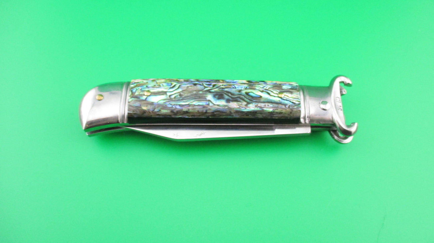 z G.O.M. INOX D.M. 20cm Italian Abalone Lever Shell puller automatic knife