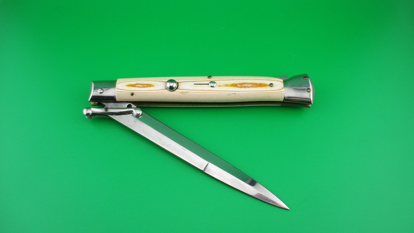 z 440 B STAINLESS Frank B Italian 11 inch Swing Guard Woodgrain Micarta switchblade knife
