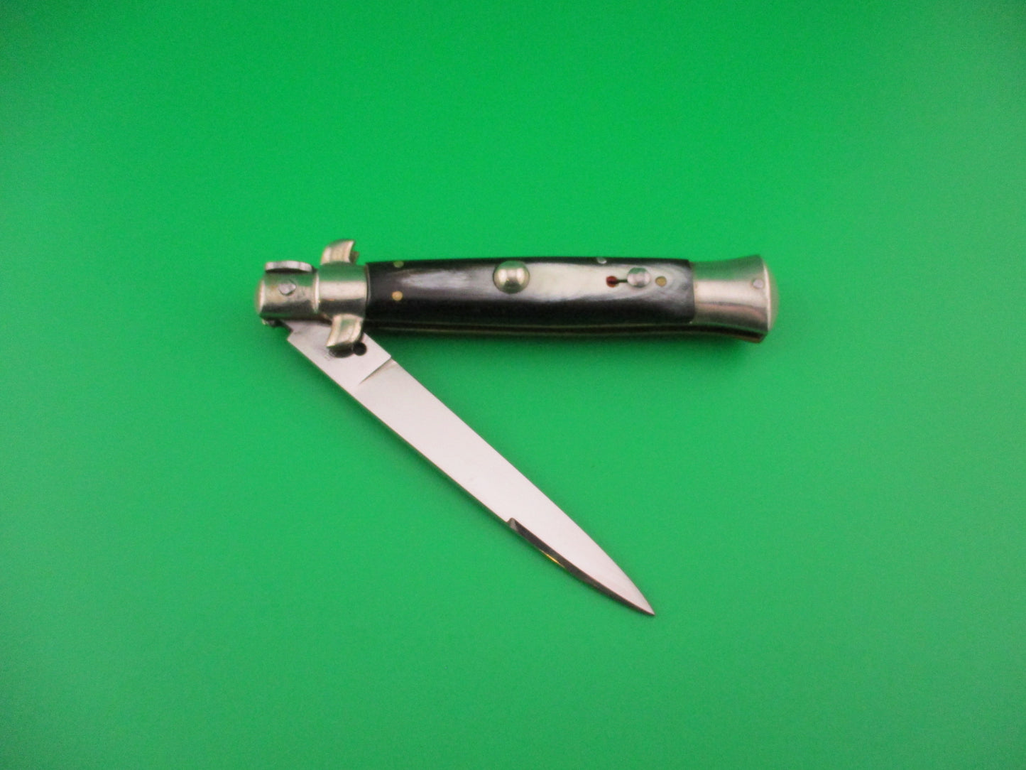 C. Jul Herbertz 21cm Italian Transitional Stiletto Horn Vintage 1960s NOS automatic knife