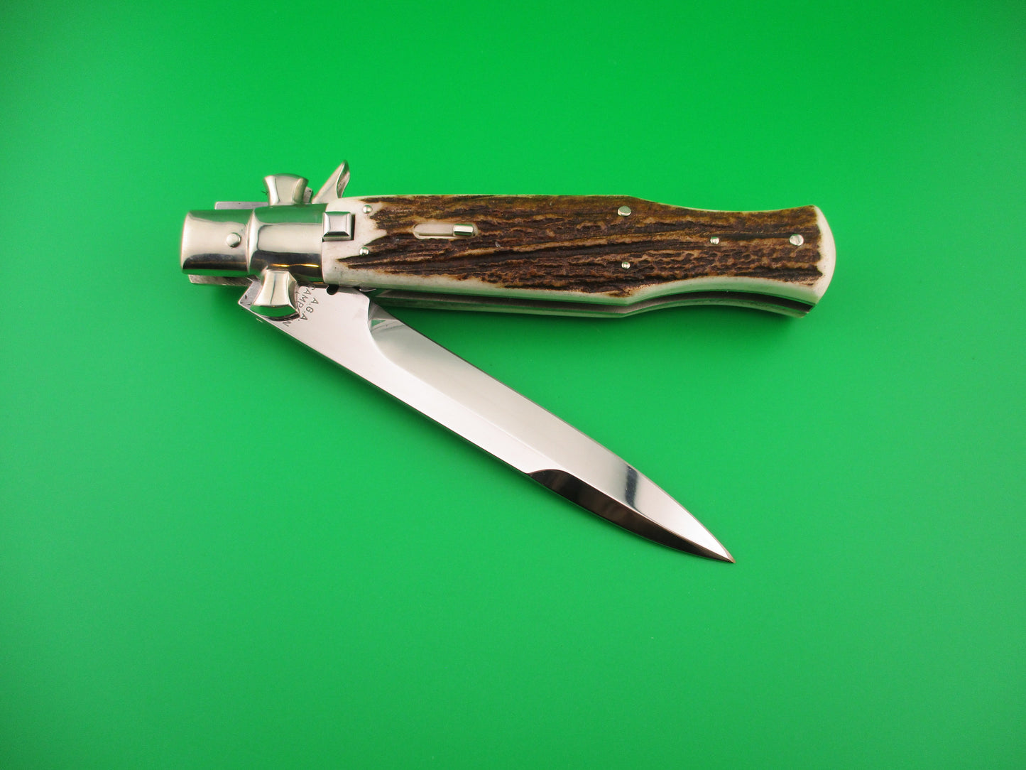 AGA CAMPOLIN ITALY 29cm Italian BLACK WIDOW Stag Fulcrum Wasp Square button knife