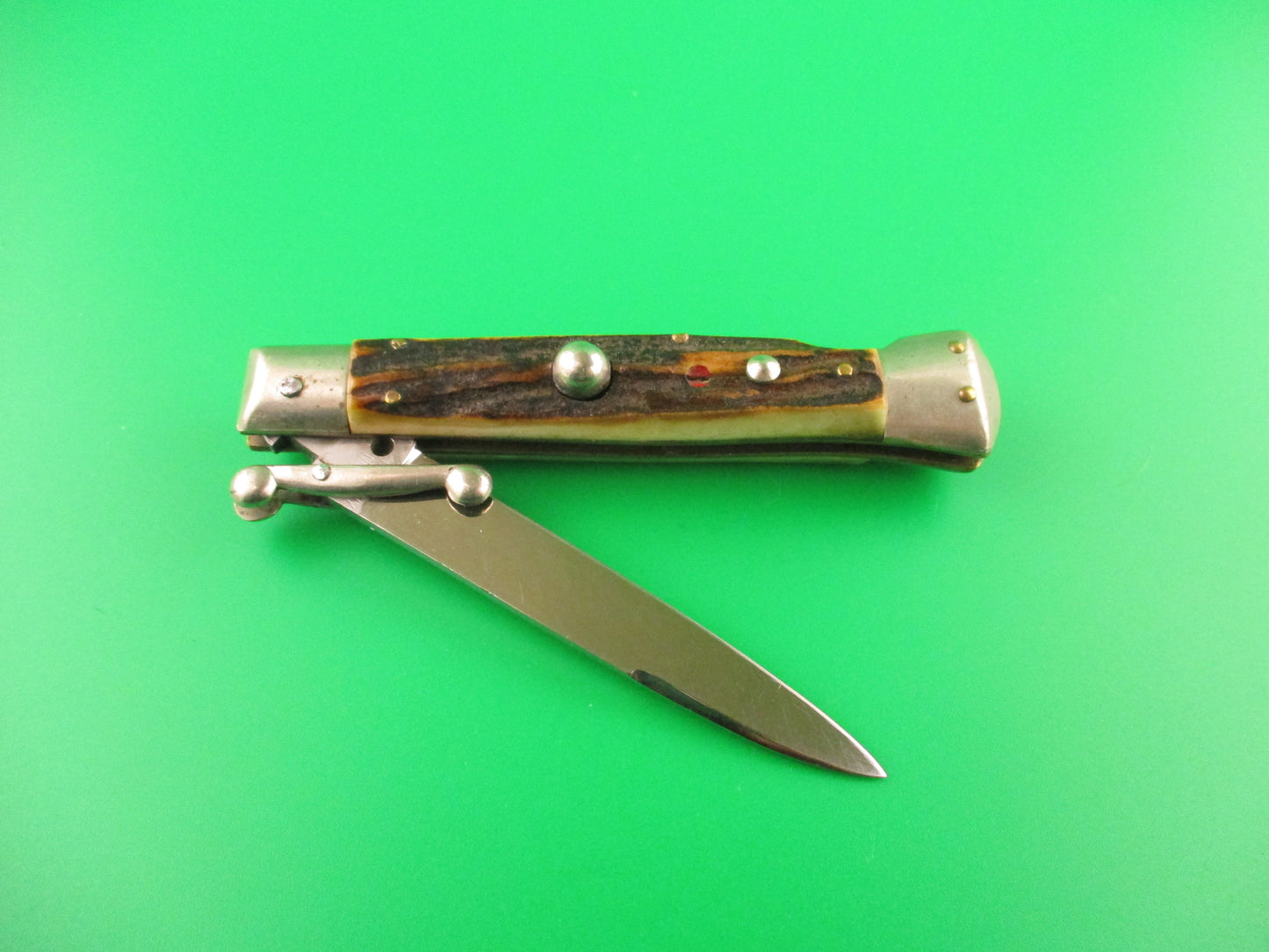 MADE IN ITALY INOX 18cm Italian Swing Guard Stag vintage switchblade knife