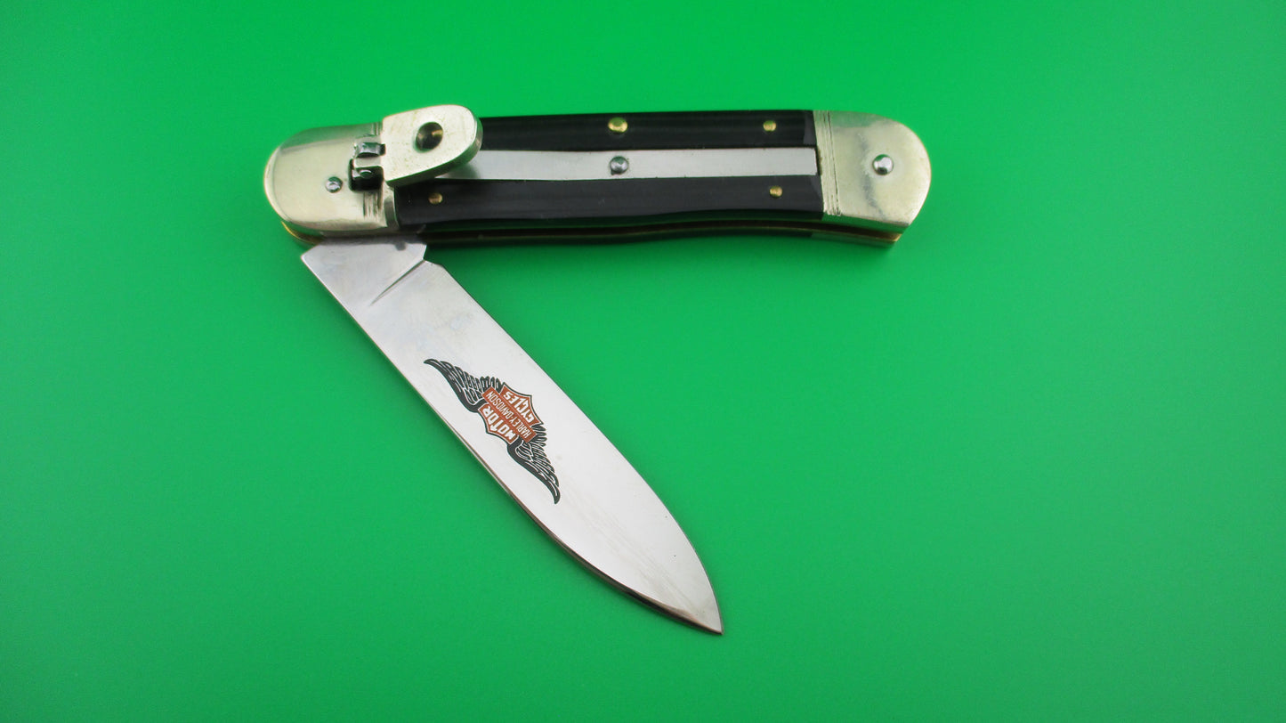 Hubertus 11cm Harley Davidson Motor Cycles German lever action switchblade knife