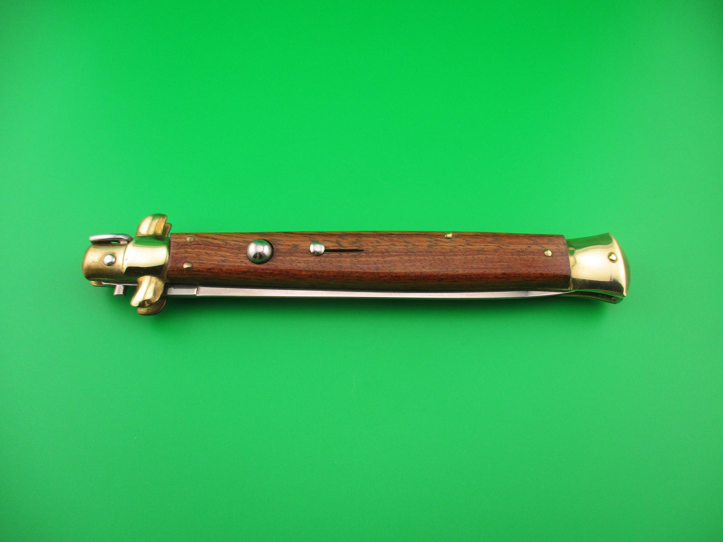 AB ITALY 33cm Italian Swivel bolster Dagger grind Wood scales vintage automatic knife