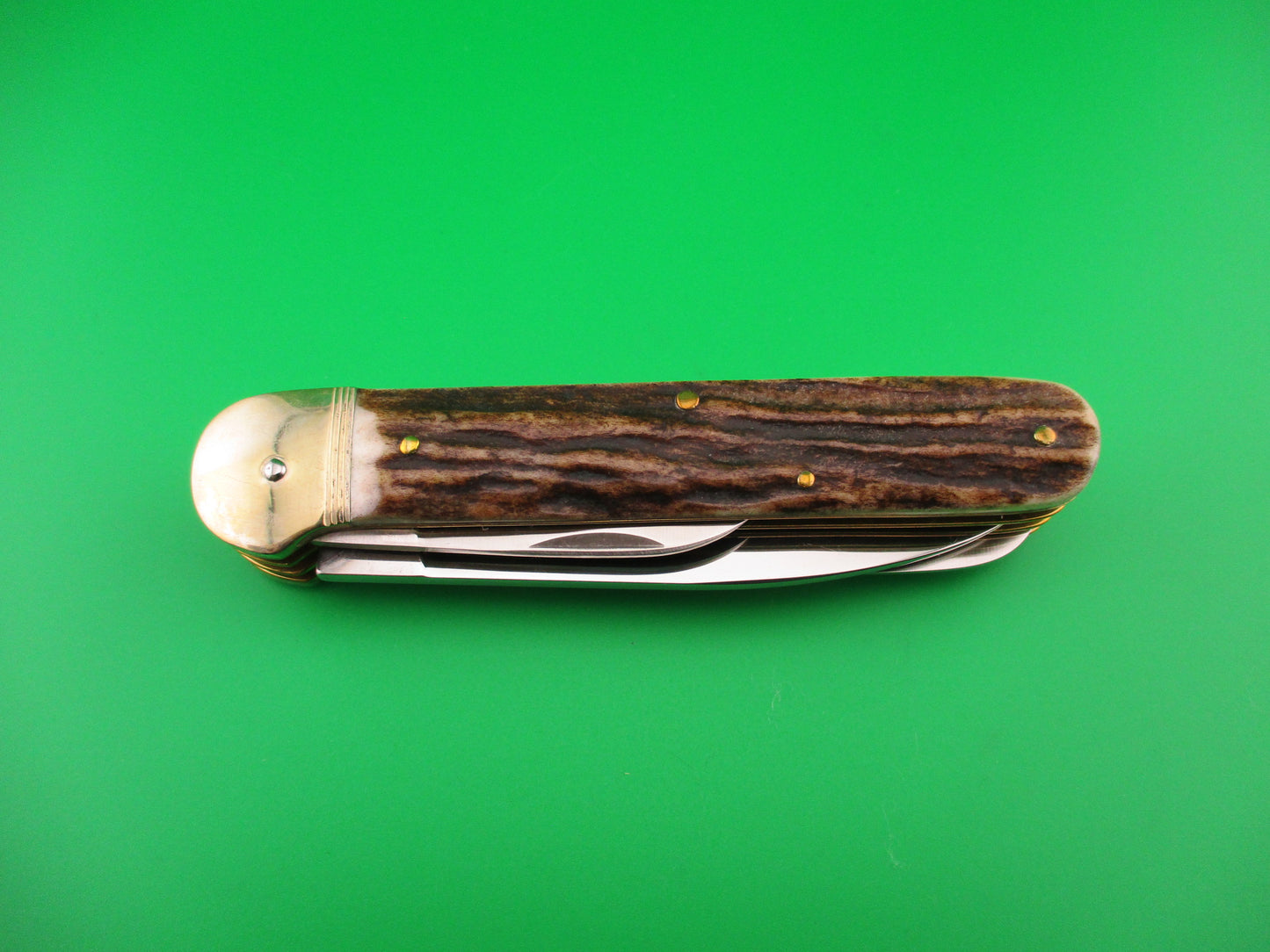 Hubertus 11cm German 3 blade Stag pen blade release automatic knife