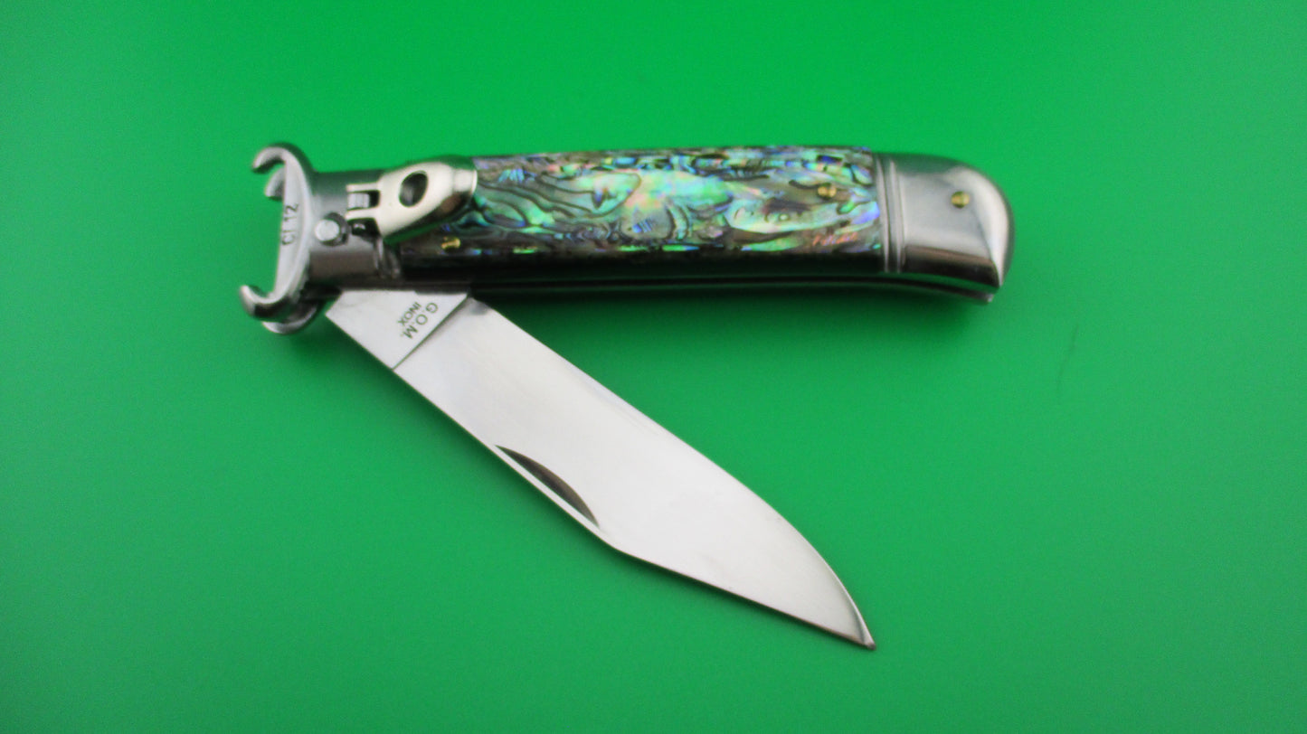 z G.O.M. INOX D.M. 20cm Italian Abalone Lever Shell puller automatic knife