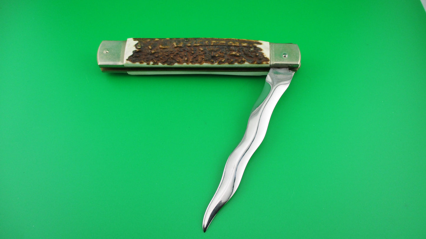 Hubertus 26cm German Slimline Stag KRIS blade Lever automatic knife
