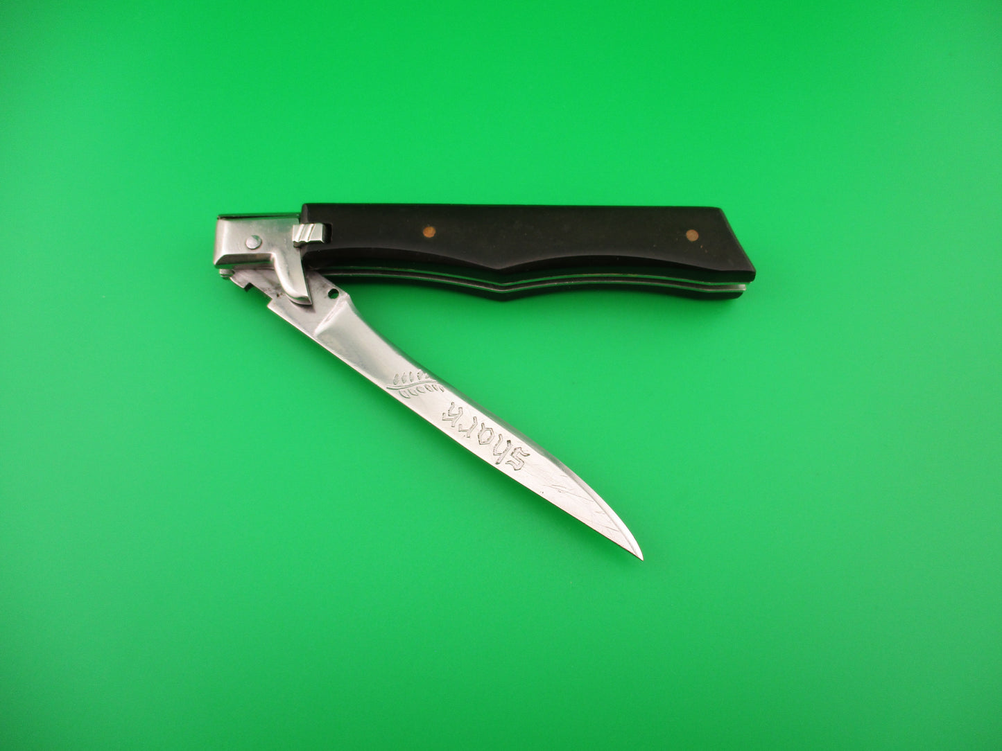RPK 24cm Russian Prison Knife SHARK Swivel bolster Black & silver automatic knife
