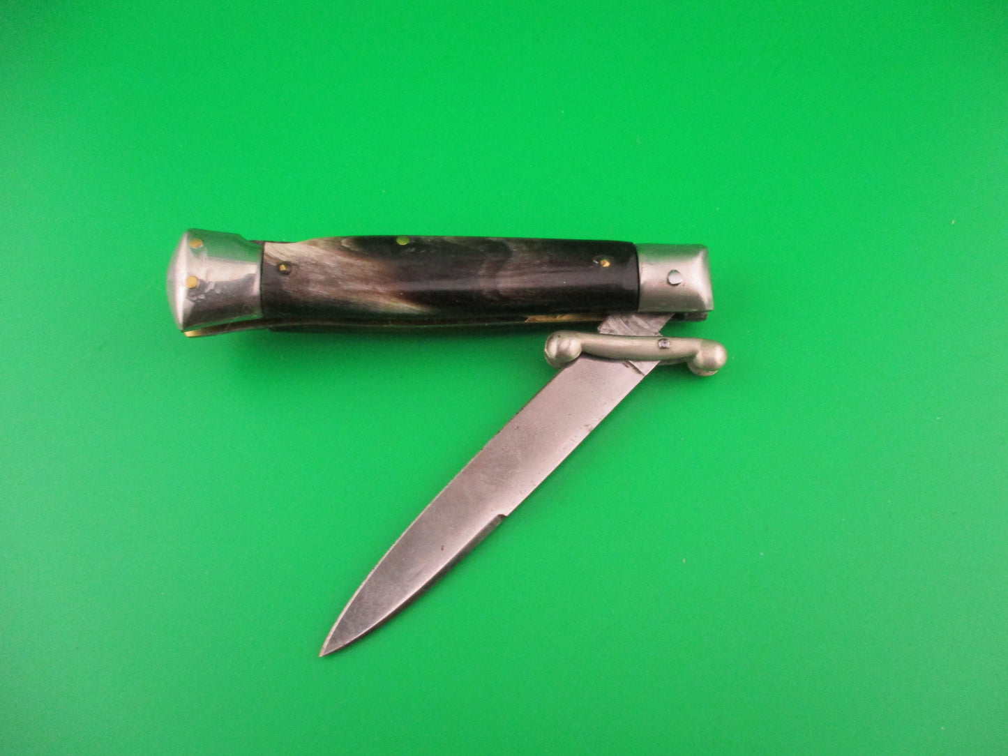 Inox PATENT 18cm Italian Swing Guard Dark Horn vintage switchblade knife