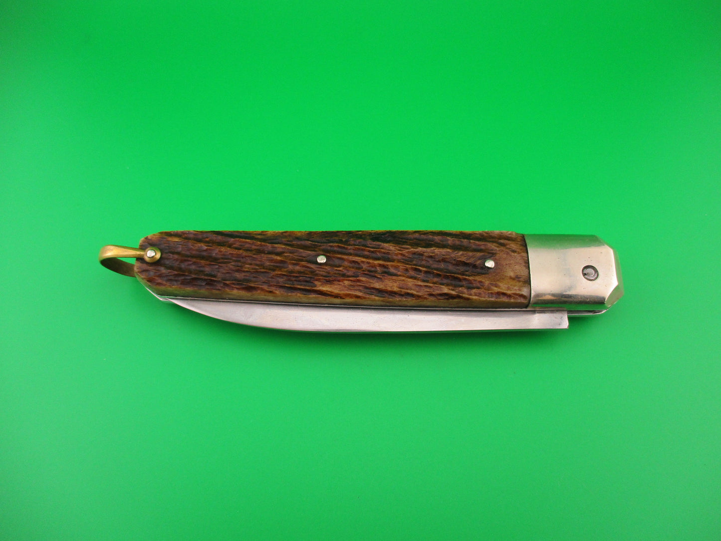 INOX Vintage 27cm French Stag Large Coffin Knife switchblade w belt sheath