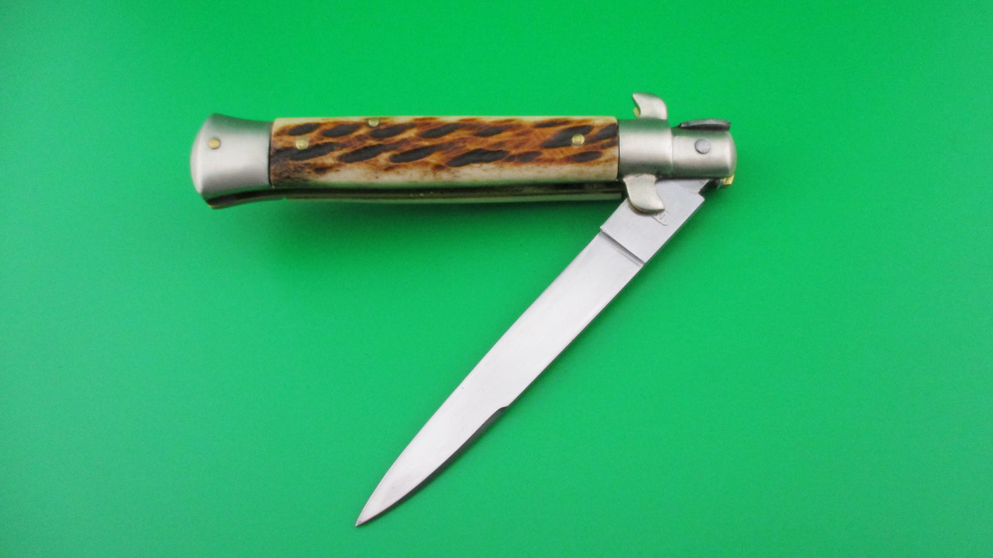WANDY INOX 20cm Italian transitional Stiletto Jigged bone swivel bolster switchblade