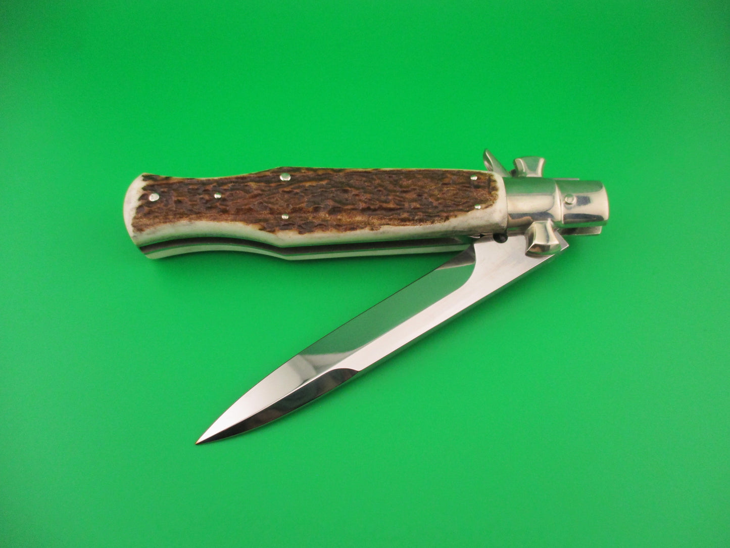 AGA CAMPOLIN ITALY 29cm Italian BLACK WIDOW Stag Fulcrum Wasp Square button knife