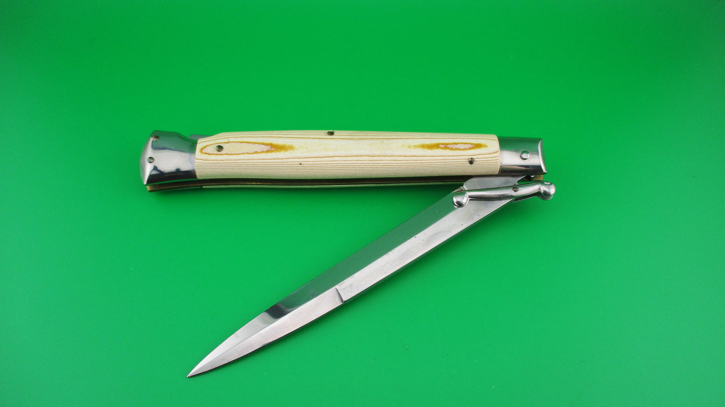 z 440 B STAINLESS Frank B Italian 11 inch Swing Guard Woodgrain Micarta switchblade knife