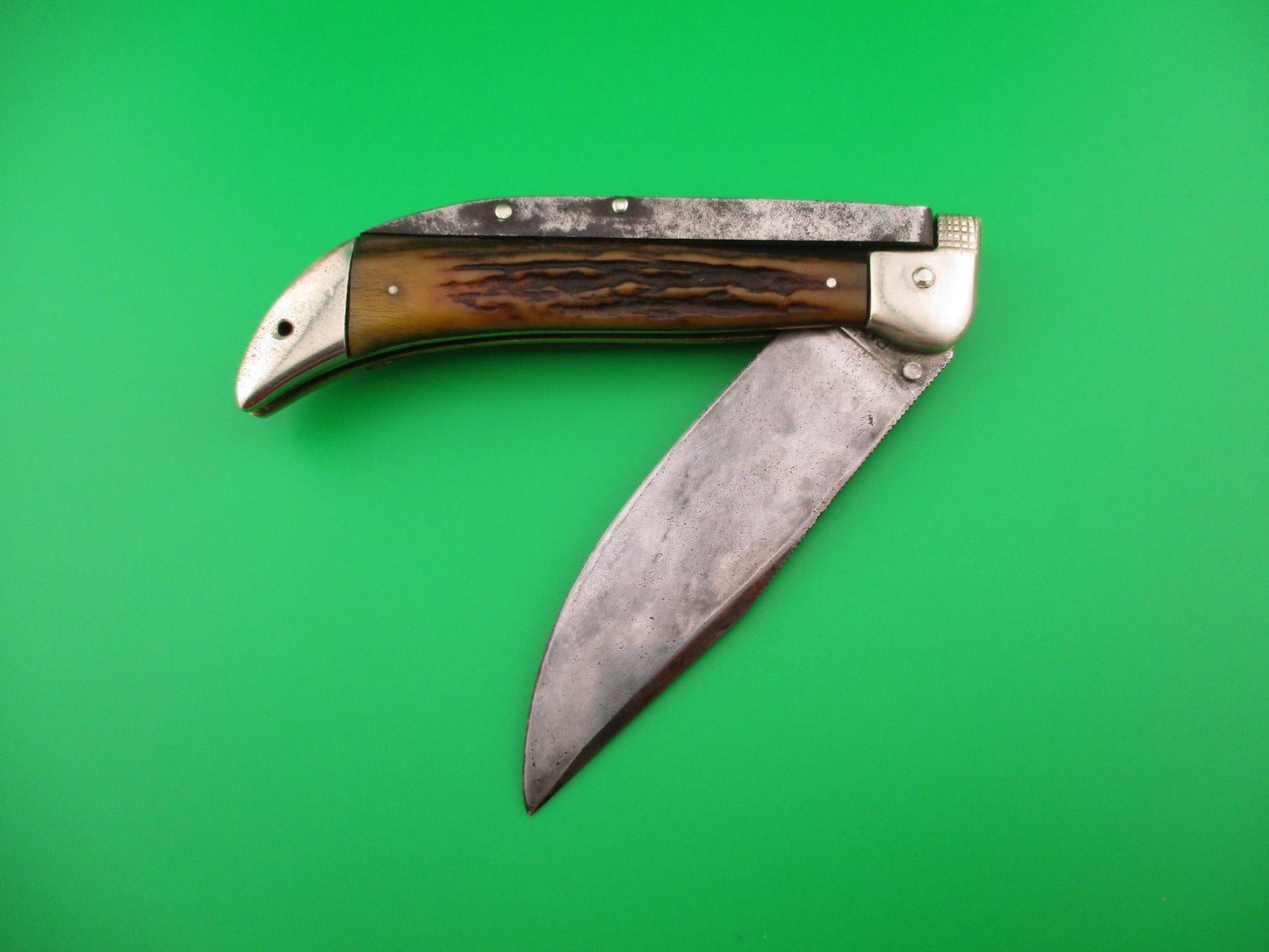 KaBar Large Grizzly Stag #2179 Vintage 1930s switchblade knife made USA