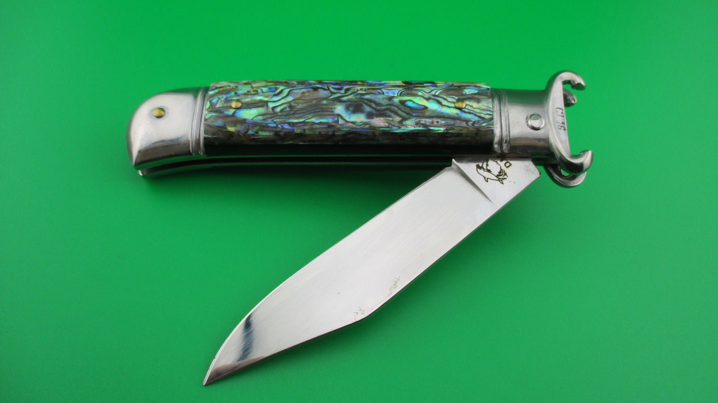 z G.O.M. INOX D.M. 20cm Italian Abalone Lever Shell puller automatic knife