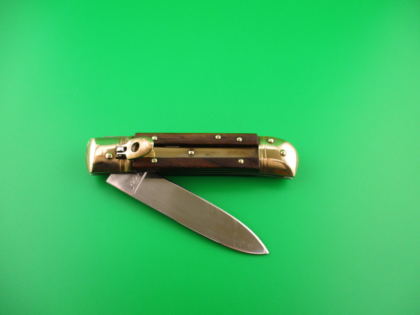 LINDER 420 ROSTFREI 20cm German Lever Brass & Wood automatic knife