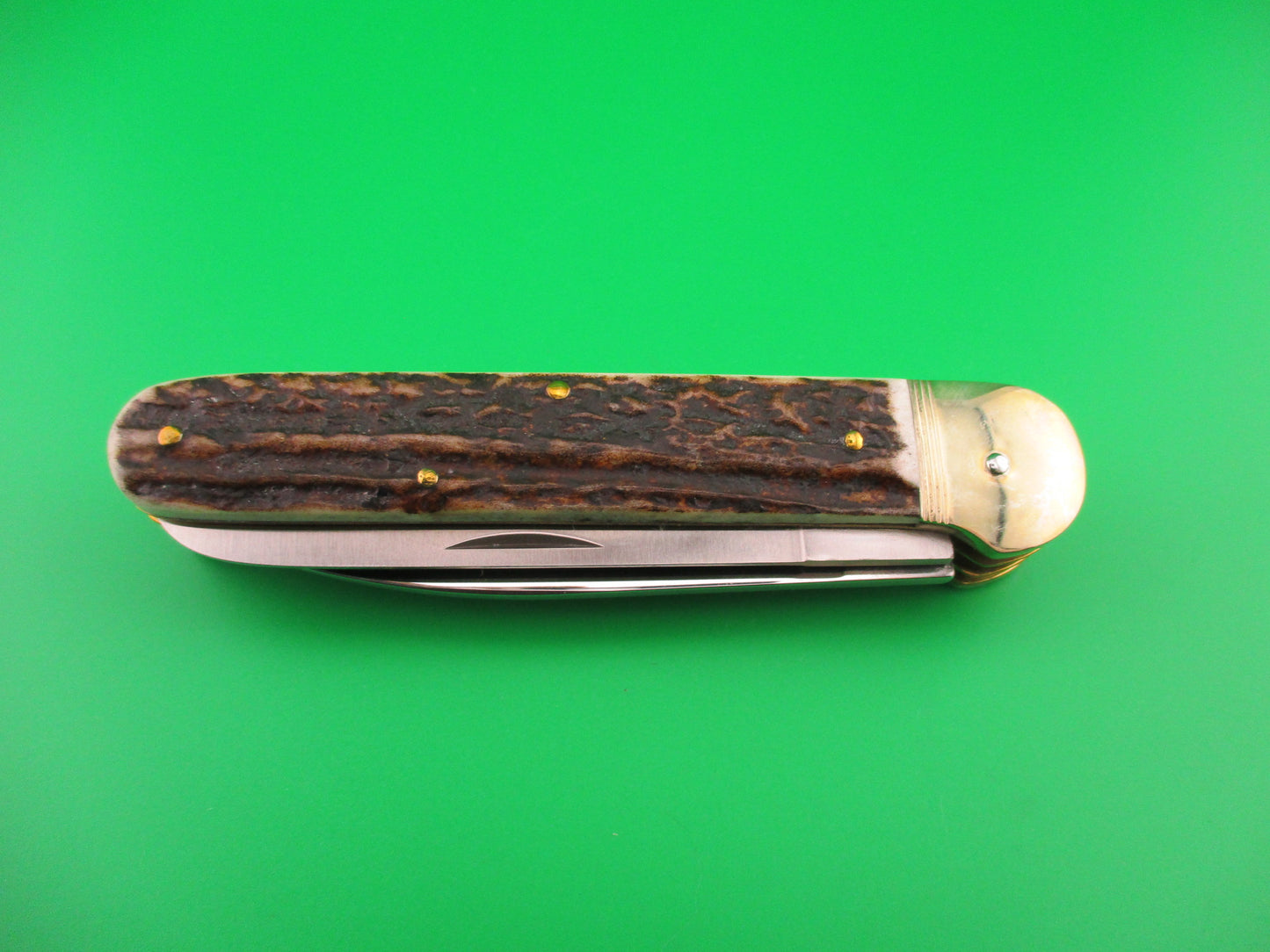 Hubertus 11cm German 3 blade Stag pen blade release automatic knife