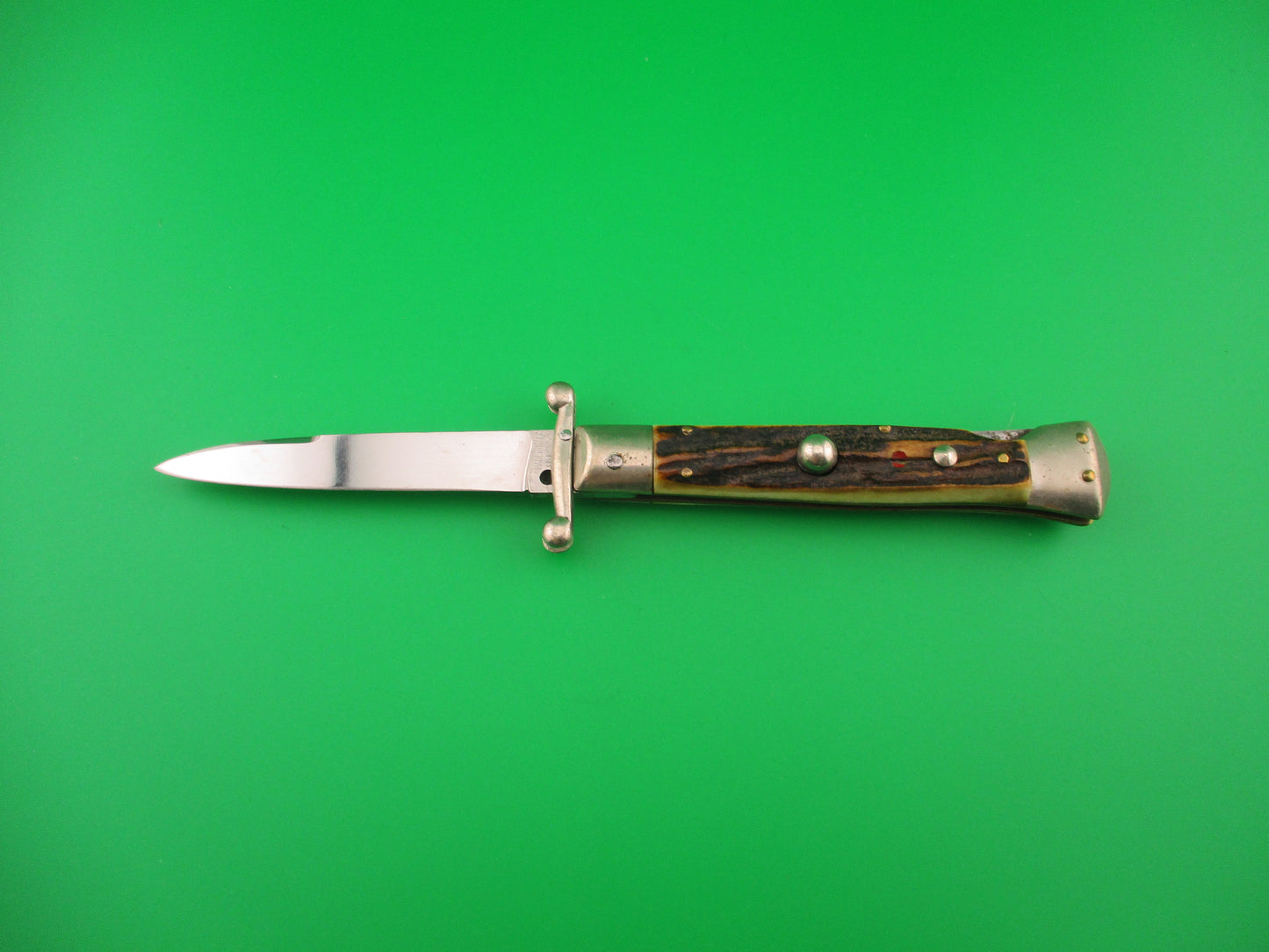 MADE IN ITALY INOX 18cm Italian Swing Guard Stag vintage switchblade knife