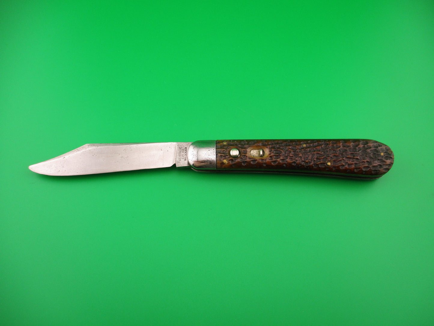 SCHRADE CUT CO Hunter Early 1543 3/4 Jigged Bone antique switchblade knife
