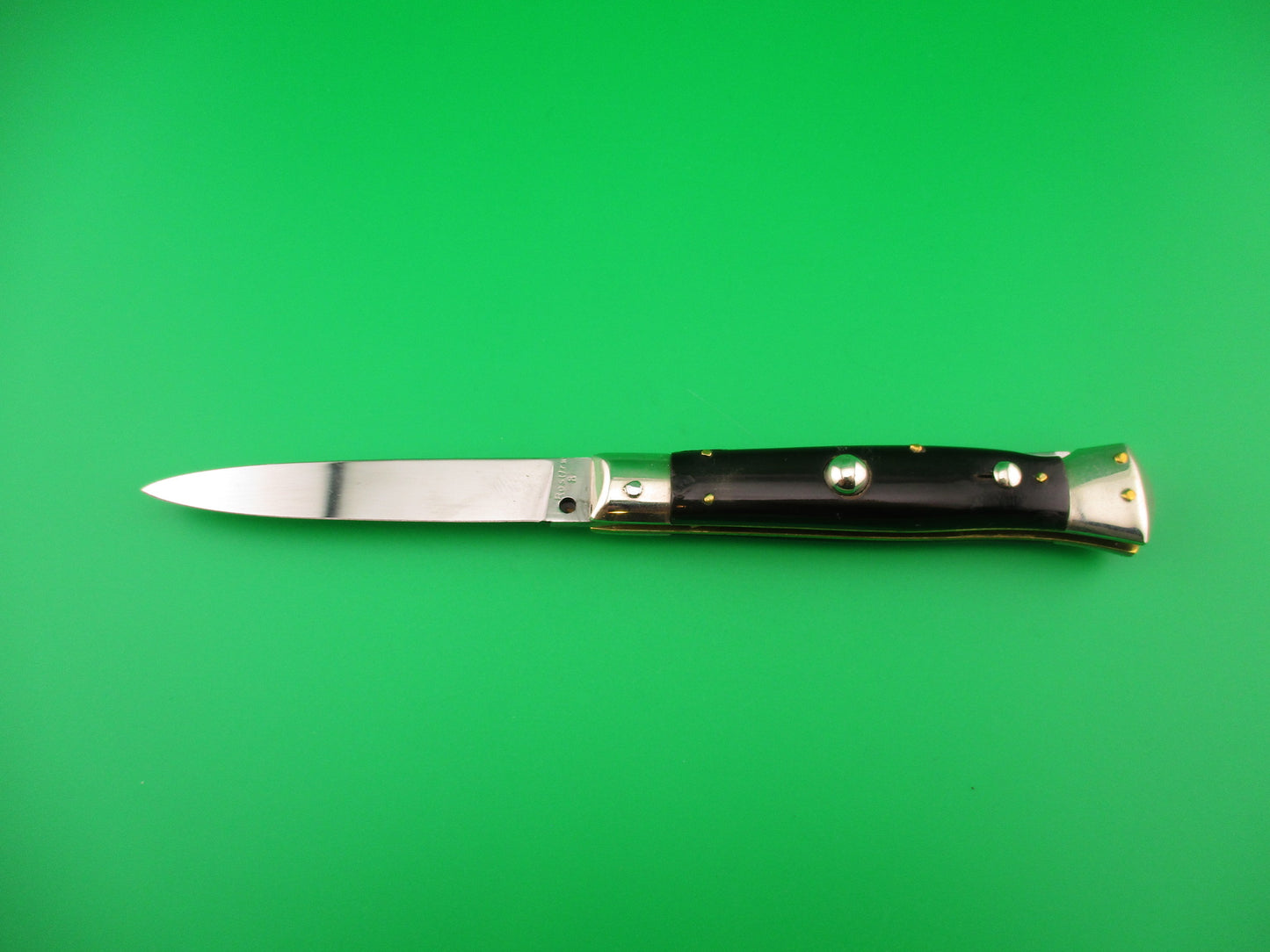 Rostfre 8 18cm Italian Horn Lockback Rare Guardless NOS automatic knife Belgian