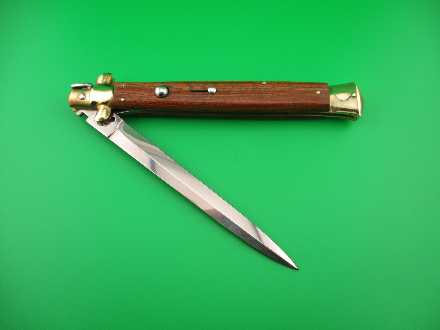 AB ITALY 33cm Italian Swivel bolster Dagger grind Wood scales vintage automatic knife