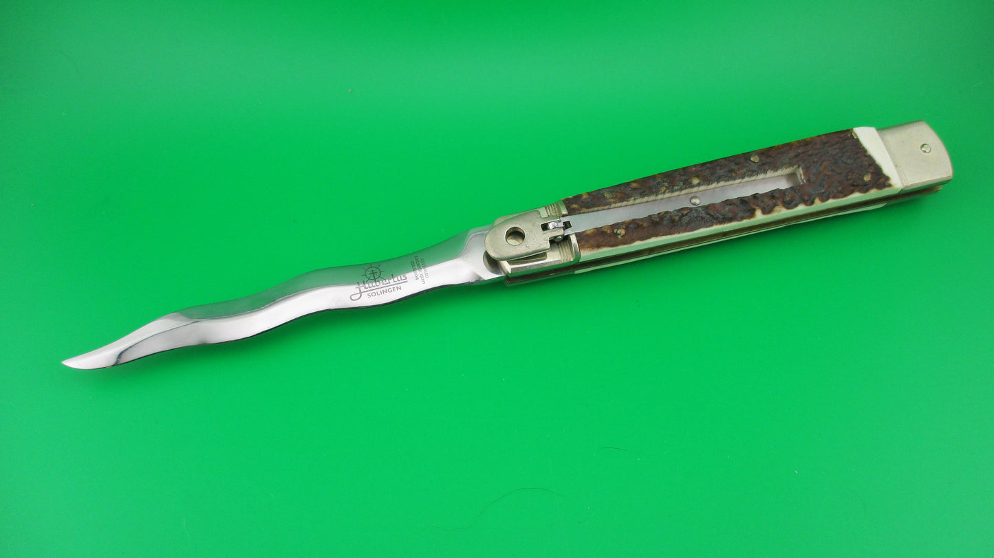 Hubertus 26cm German Slimline Stag KRIS blade Lever automatic knife