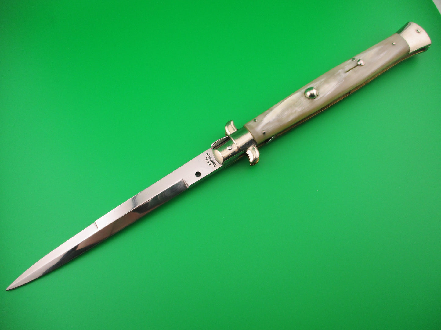 z AGA CAMPOLIN 33cm Picklock Stiletto Honey horn NOS automatic knife