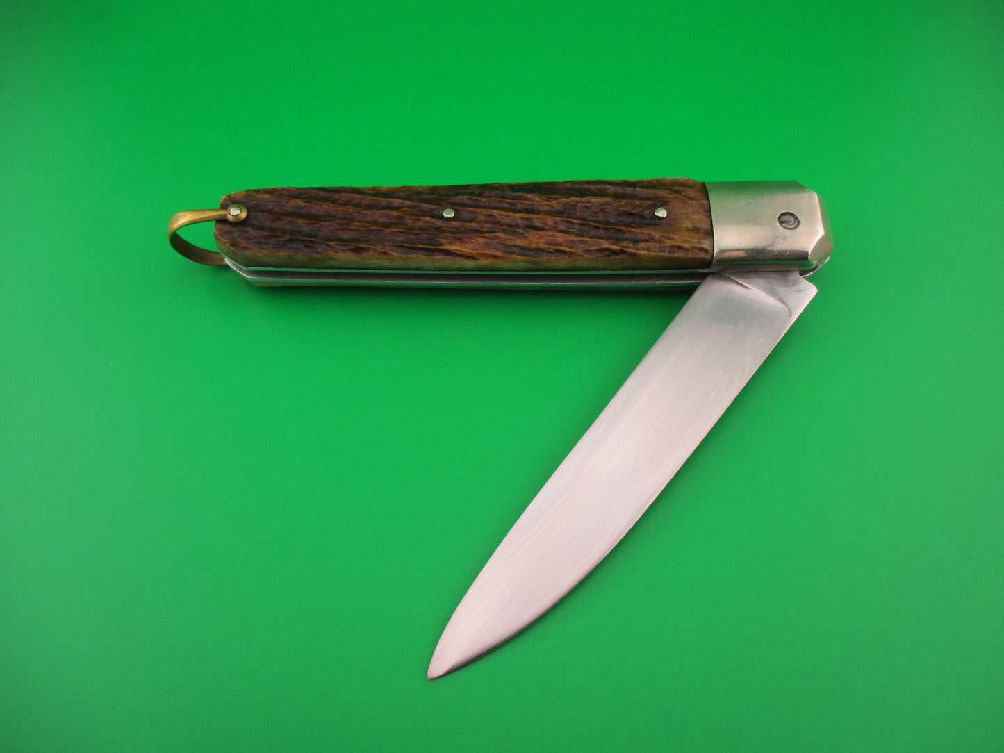 INOX Vintage 27cm French Stag Large Coffin Knife switchblade w belt sheath