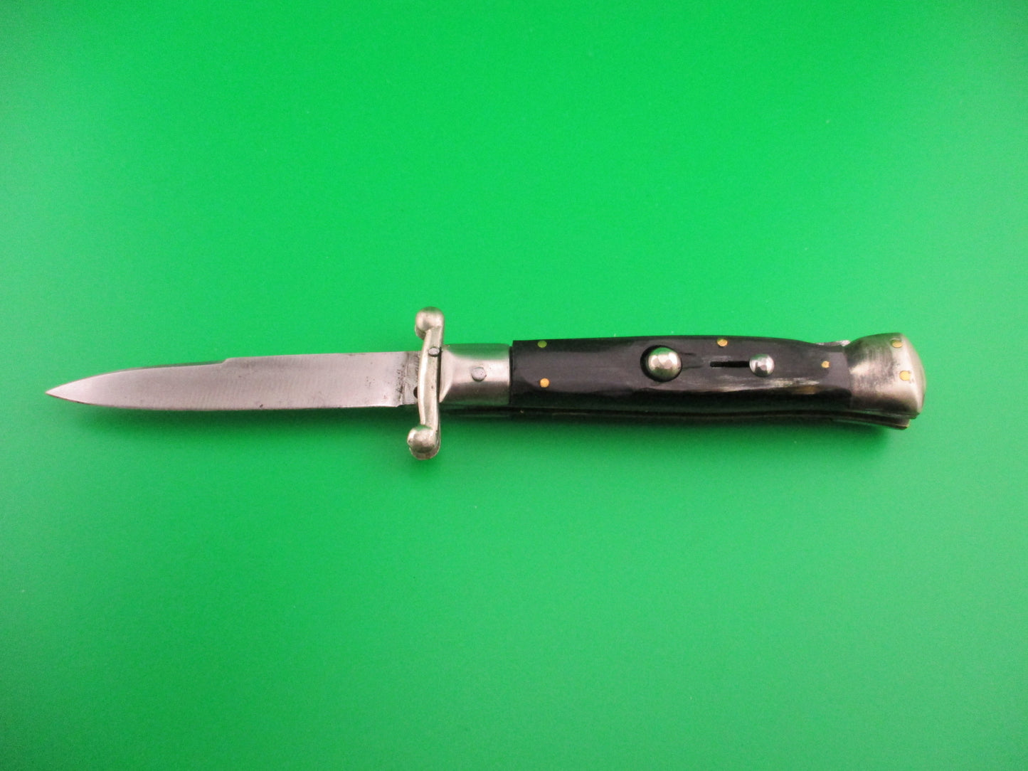 Inox PATENT 18cm Italian Swing Guard Dark Horn vintage switchblade knife