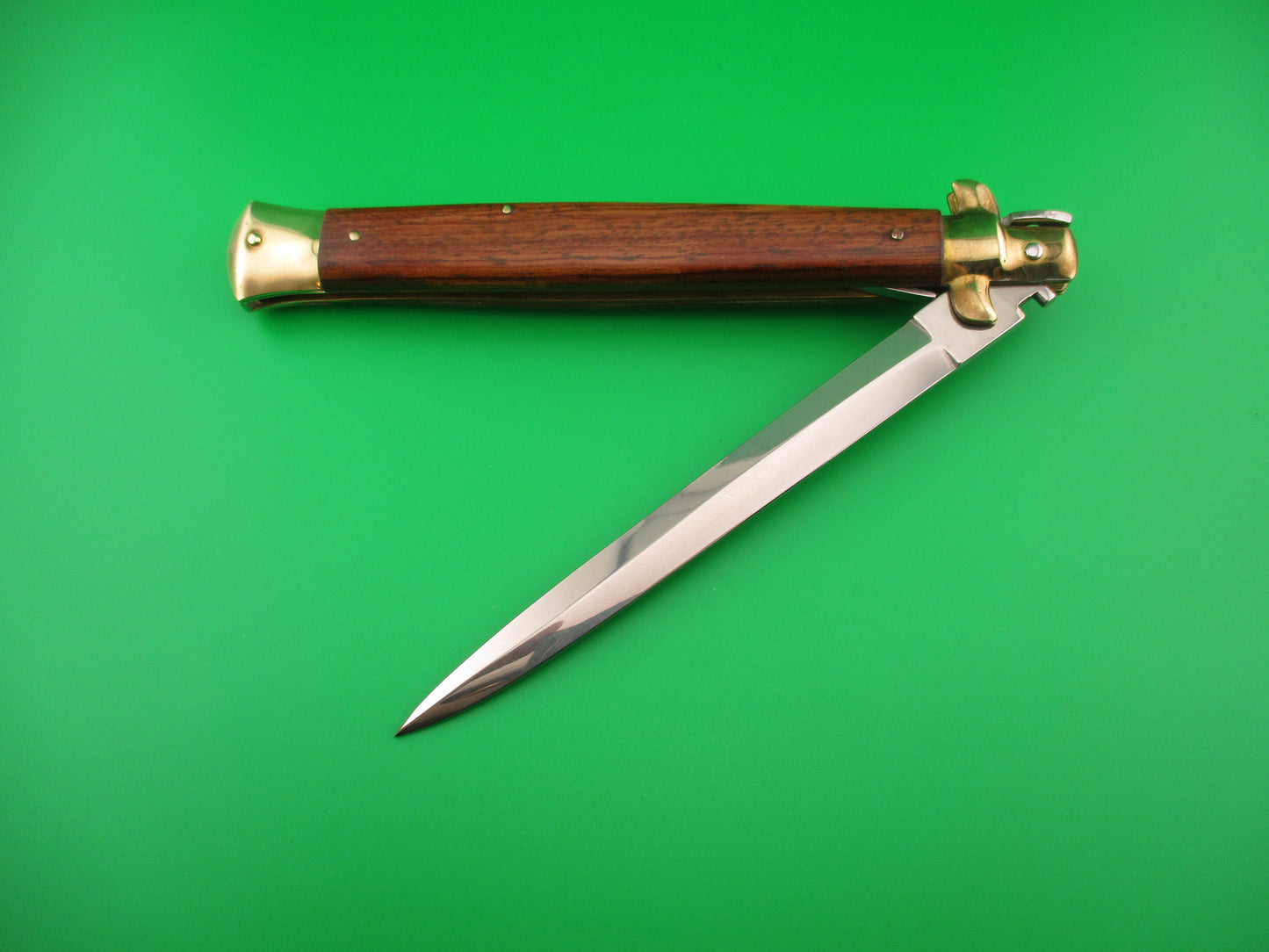 AB ITALY 33cm Italian Swivel bolster Dagger grind Wood scales vintage automatic knife