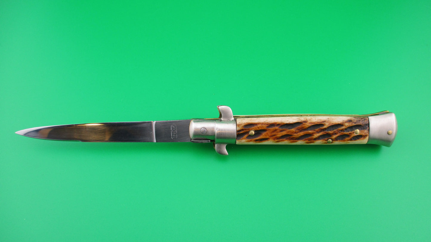 WANDY INOX 20cm Italian transitional Stiletto Jigged bone swivel bolster switchblade