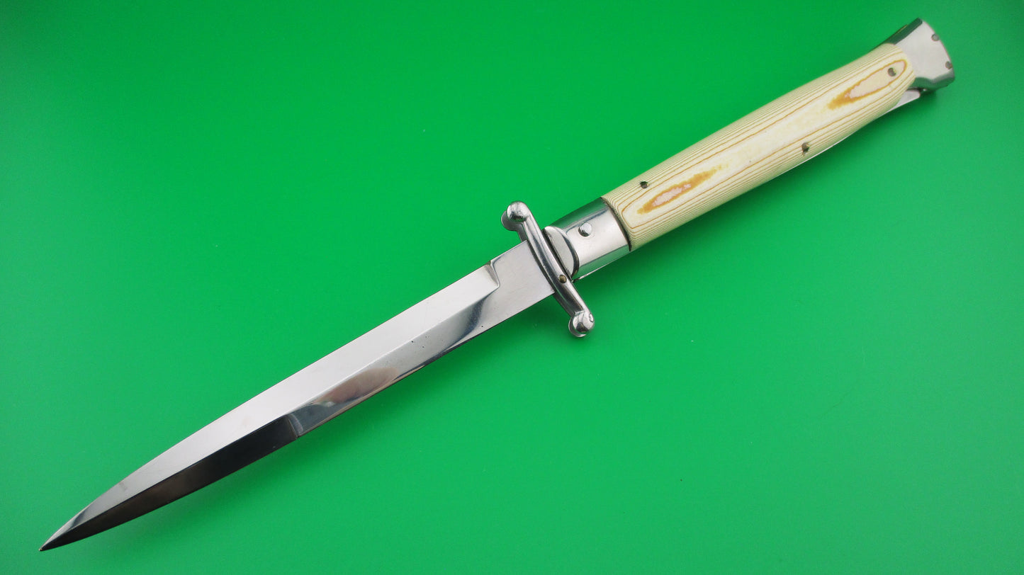 z 440 B STAINLESS Frank B Italian 11 inch Swing Guard Woodgrain Micarta switchblade knife
