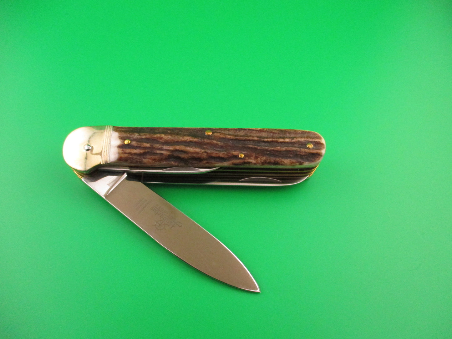 Hubertus 11cm German 3 blade Stag pen blade release automatic knife