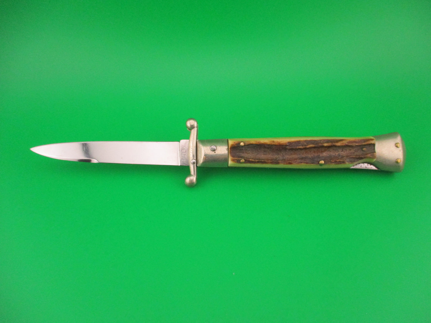 MADE IN ITALY INOX 18cm Italian Swing Guard Stag vintage switchblade knife
