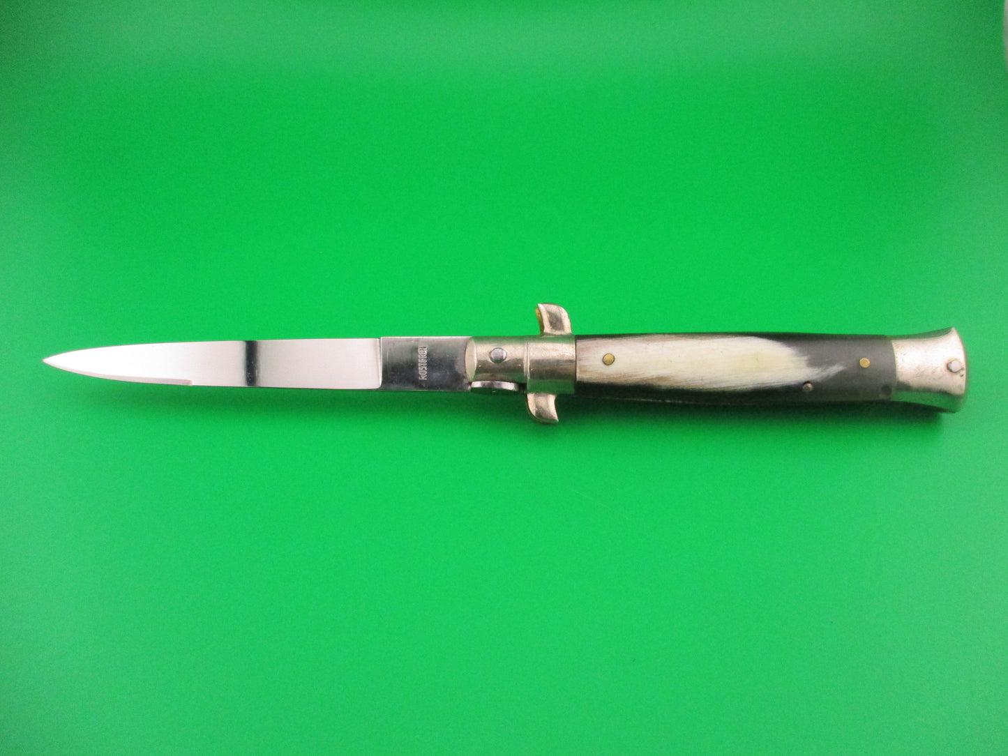 C. Jul Herbertz 21cm Italian Transitional Stiletto Horn Vintage 1960s NOS automatic knife