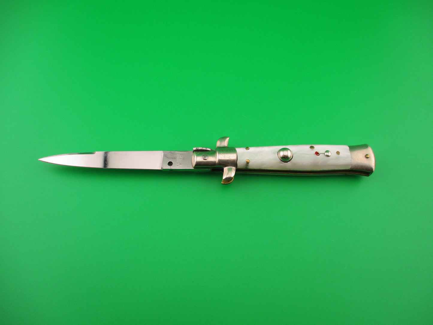 C JUL HERBERTZ IMPORT 18cm Italian Transitional Pearlex Stiletto switchblade NOS Red Dot