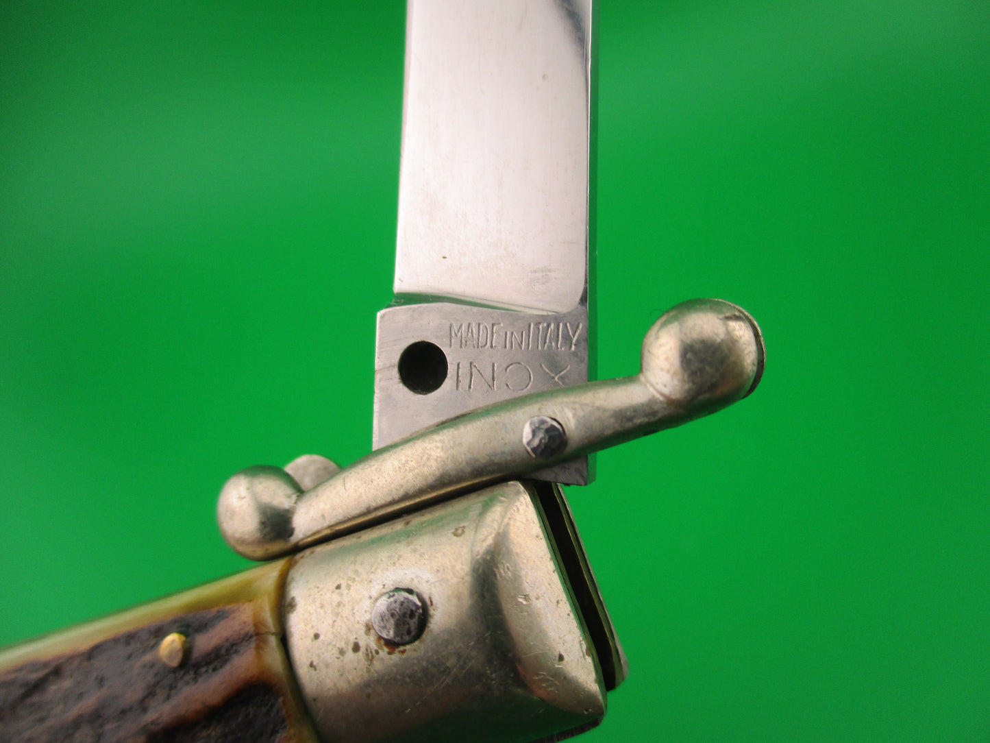 MADE IN ITALY INOX 18cm Italian Swing Guard Stag vintage switchblade knife