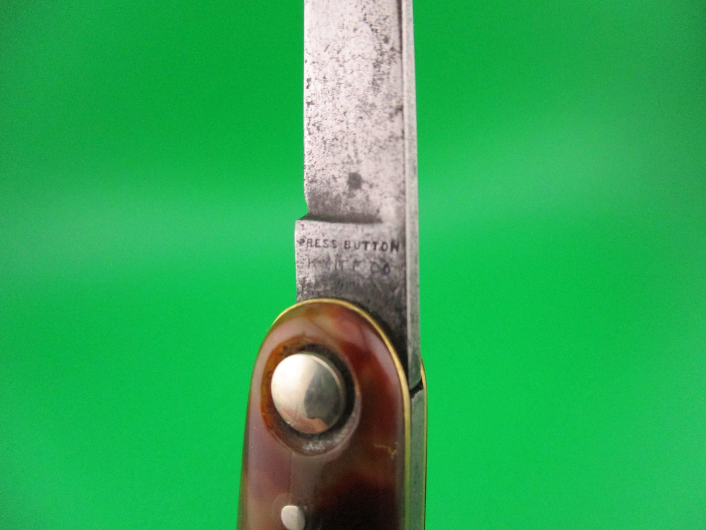 Press Button Knife Co #202 medium double Tortoise celluloid automatic knife